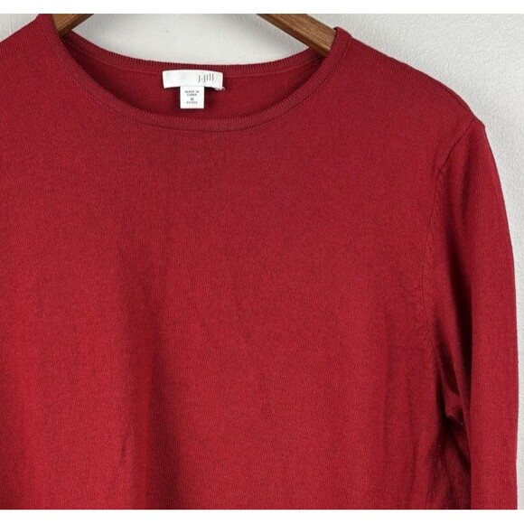 J. Jill Red Crewneck Sweater Petite Medium Long Sleeve Business Classic Women - Picture 1 of 11